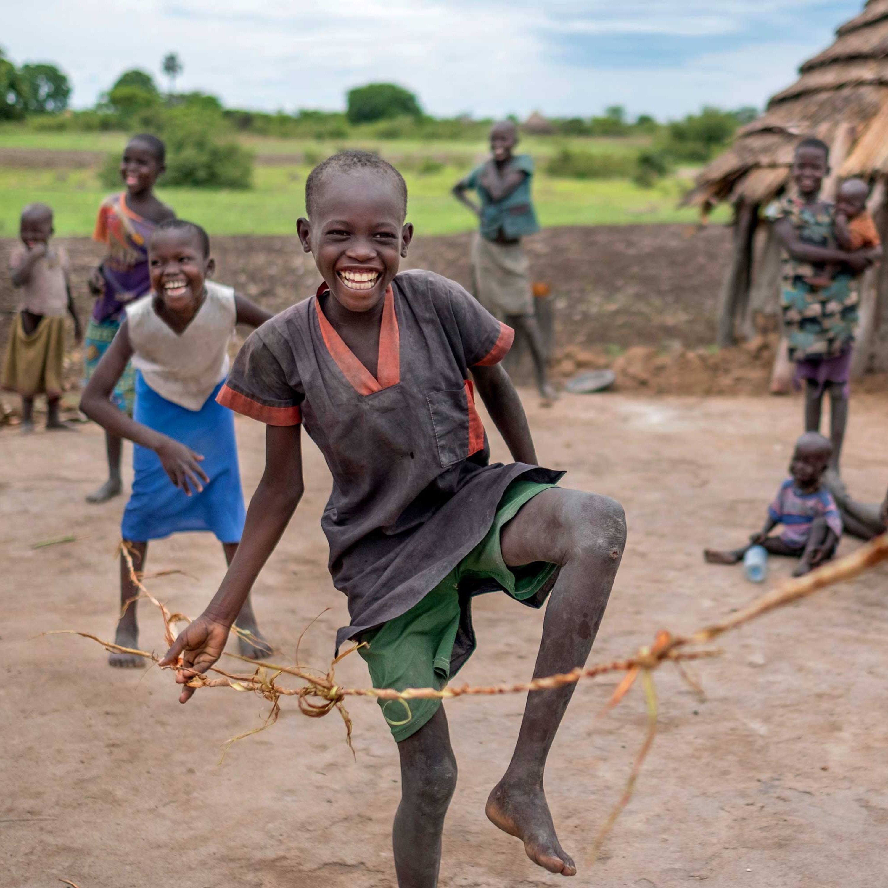 Children playing in village