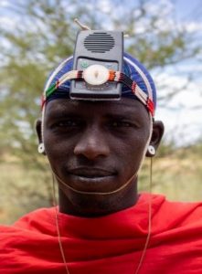 man with a solar audio Bible